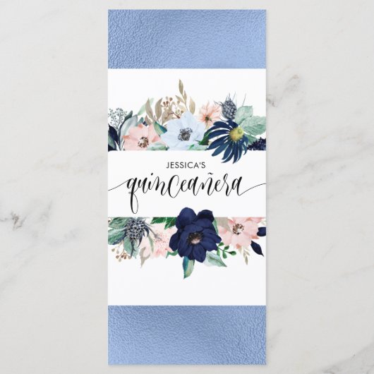 ブルーエレガントとピンクのフローラキンセアニラブルーフォイル メニュー (裏面)