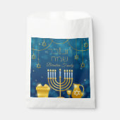 ブルーエレガントと金ゴールドへブルHappy Hanukkah フェイバーバッグ (正面)