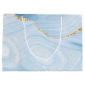 ブルーエレガントと金ゴールドアゲートデザイン ラージペーパーバッグ (裏面)