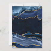 ブルーエレガントと金ゴールドグリッターアゲ結婚ート サンキューカード (裏面)