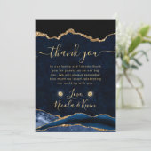 ブルーエレガントと金ゴールドグリッターアゲ結婚ート サンキューカード (スタンド正面)