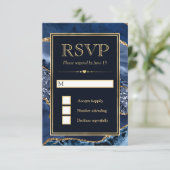 ブルーエレガントと金ゴールドグリッターアゲ結婚ート 出欠カード (スタンド正面)