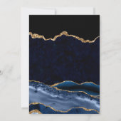 ブルーエレガントと金ゴールドグリッターアゲ結婚ート 招待状 (裏面)