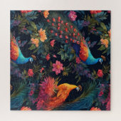 ブルーエレガントと金ゴールドピーコックインカラフルガーデン ジグソーパズル (横)