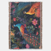 ブルーエレガントと金ゴールドピーコックインカラフルガーデン スローブランケット (正面縦)