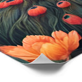 ブルーエレガントと金ゴールドピーコックインカラフルガーデン ポスター (角)