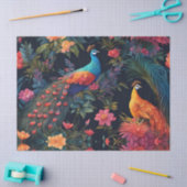 ブルーエレガントと金ゴールドピーコックインカラフルガーデン 薄葉紙 (クラフト)