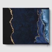 ブルーエレガントと金ゴールドフェイクグリッターアゲ結婚ート ゲストブック (裏面)