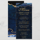 ブルーエレガントと金ゴールドフェイクグリッターアゲ結婚ート メニュー (正面/裏面)