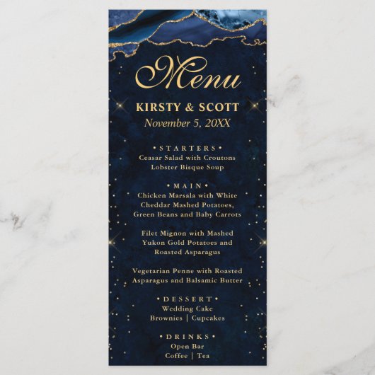 ブルーエレガントと金ゴールドフェイクグリッターアゲ結婚ート メニュー (正面)