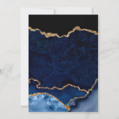 ブルーエレガントと金ゴールドフェイクグリッターアゲ結婚ート 招待状 (裏面)