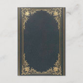 ブルーエレガントな結婚式詳細-ヴィンテージ金ゴールドスクリプト エンクロージャーカード (裏面)