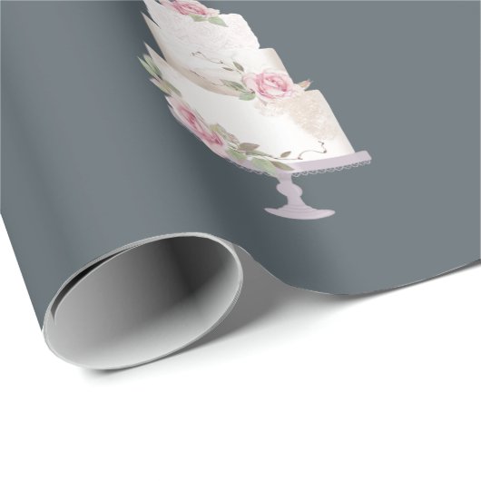 ブルーエレガントの3層ケーキ ラッピングペーパー (ロールコーナー)