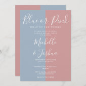 ブルーエレガントまたはピンクの性別がパーティーを明らかにする 招待状 (正面/裏面)