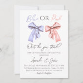 ブルーエレガントまたはピンクの性別の表示を湾曲形 招待状 (正面)