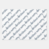 ブルーエレガントアイボリーメリークリスマス ラッピングペーパーシート (正面)