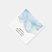 ブルーエレガントアカッコいいゲートと金ゴールドグリッターリボン スタンダードカクテルナプキン (角)