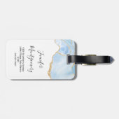 ブルーエレガントアカッコいいゲートと金ゴールドグリッターリボン ラゲッジタグ (裏面横)