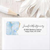 ブルーエレガントアカッコいいゲートと金ゴールドグリッターリボン ラベル (インサイチュ)