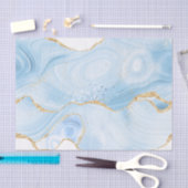 ブルーエレガントアカッコいいゲートと金ゴールドグリッターリボン 薄葉紙 (クラフト)