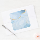 ブルーエレガントアカッコいいゲートと金ゴールドグリッター スクエアシール (封筒)