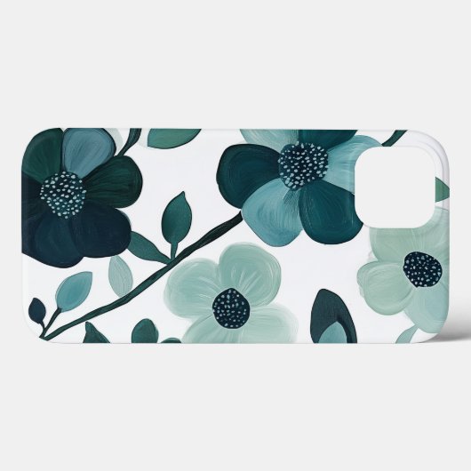 ブルーエレガントアクアフローラ植物電話ケース Case-Mate iPhoneケース (裏面 (横))