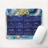 ブルーエレガントアクアマーブルアートフェイクグリッター2025 マウスパッド (マウス)