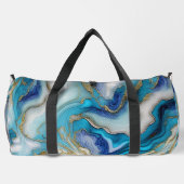 ブルーエレガントアクアマーブルアートフェイクグリッター ダッフルバッグ (裏面)