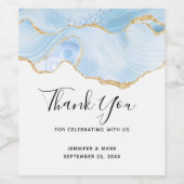 ブルーエレガントアクールゲートと金ゴールドグリッター結婚ズ ワインラベル (シングルラベル)