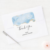 ブルーエレガントアクールゲートと金ゴールドグリッター縁ど スクエアシール (封筒)