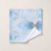 ブルーエレガントアクールゲートと金ゴールドグリッター縁ど バスタオルセット (ウォッシュタオル)