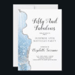 ブルーエレガントアゲートサプライズ50誕生日 招待状<br><div class="desc">銀のエレガントグリッター招待とトレンディーブルーのゲートで驚きの50thサプライズ誕生日パーティー。スクリプトかわいらしタイポグラフィ。シックなスタイル。</div>