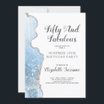 ブルーエレガントアゲートサプライズ50誕生日 招待状<br><div class="desc">銀のエレガントグリッター招待とトレンディーブルーのゲートで驚きの50thサプライズ誕生日パーティー。スクリプトかわいらしタイポグラフィ。シックなスタイル。</div>