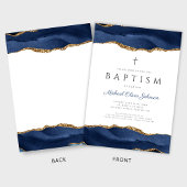 ブルーエレガントアゲート宗教ベビーバプテスマ 招待状