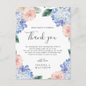 ブルーエレガントアジサイありがとう披露宴カード ポストカード (正面)