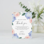 ブルーエレガントアジサイありがとう披露宴カード ポストカード (スタンド正面)