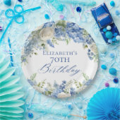 ブルーエレガントアジサイバラガーデンバースデーパーティー ペーパープレート (パーティー)