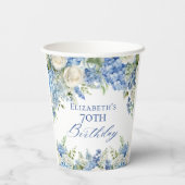 ブルーエレガントアジサイバラガーデンバースデーパーティー 紙コップ (裏面)