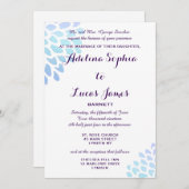 ブルーエレガントアジサイフォーマル結婚式招待状 招待状 (正面/裏面)