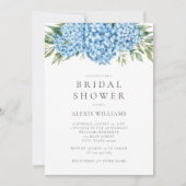 ブルーエレガントアジサイフローラブライダルシャワー 招待状 (正面)