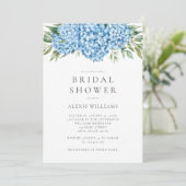 ブルーエレガントアジサイフローラブライダルシャワー 招待状 (スタンド正面)