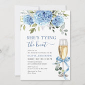 ブルーエレガントアジサイフローラブライダルシャワー 招待状 (正面)