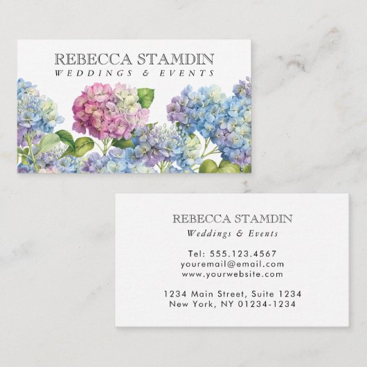 ブルーエレガントアジサイフローラプロフェッショナル 名刺 (正面/裏面)