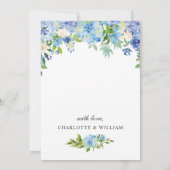 ブルーエレガントアジサイフローラ婚約パーティ 招待状 (裏面)