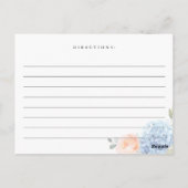 ブルーエレガントアジサイブライダルシャワーレシピカード ポストカード (裏面)