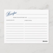 ブルーエレガントアジサイブライダルシャワーレシピカード ポストカード (裏面)