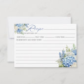 ブルーエレガントアジサイブライダルシャワーレシピカード 招待状 (正面)