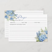 ブルーエレガントアジサイブライダルシャワーレシピカード 招待状 (正面/裏面)