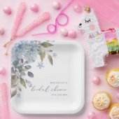 ブルーエレガントアジサイブライダルシャワー ペーパープレート (パーティー)