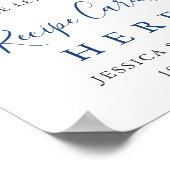 ブルーエレガントアジサイレシピカードブライダルシャワー ポスター (角)